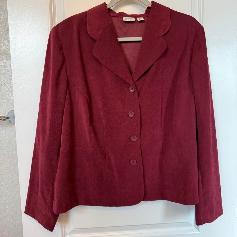 Berry Faux Suede / Velvet-like Lightweight Jacket - 16w